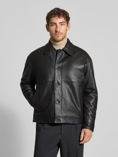 SELECTED HOMME Regular fit leren jack van fijn lamsleer, model 'LANCE' Zwart - 4