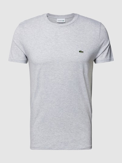 Lacoste T-Shirt in unifarbenem Design Modell 'Supima' Hellgrau 2