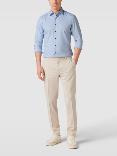 Jake*s Slim Fit Slim Fit Business-Hemd mit Allover-Muster Bleu 1