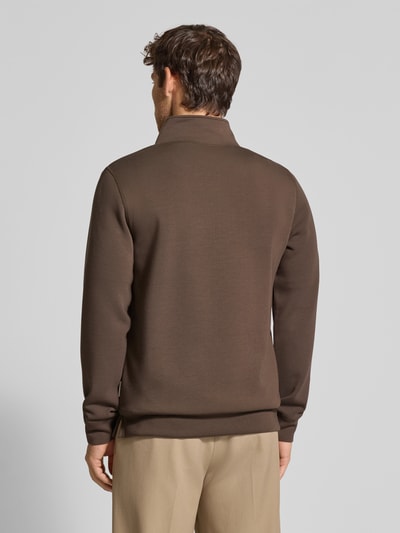 Casual Friday Sweatshirt met opstaande kraag en ritssluiting, model 'Sebastian' Lichtbruin - 5