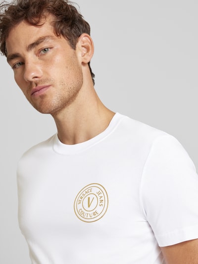 Versace Jeans Couture T-Shirt mit Label-Print Weiss 3