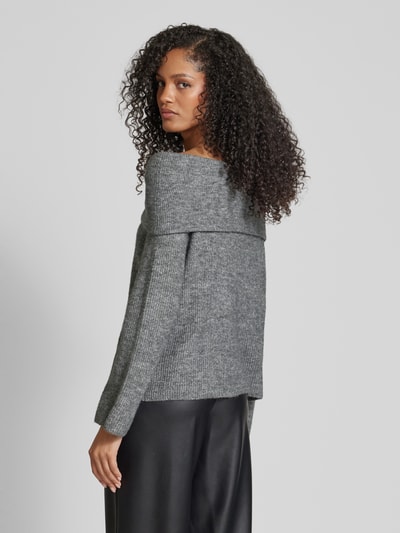 Vero Moda Regular fit gebreide pullover met off shoulder-mouwen en brede omslag, model 'ERA' Middengrijs gemêleerd - 5