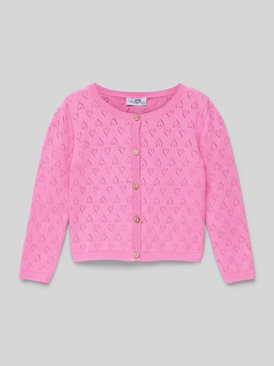 Happy Girls Strickjacke mit Lochstickerei Pink 1