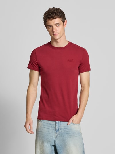 Superdry T-shirt met labelstitching Bordeaux - 4
