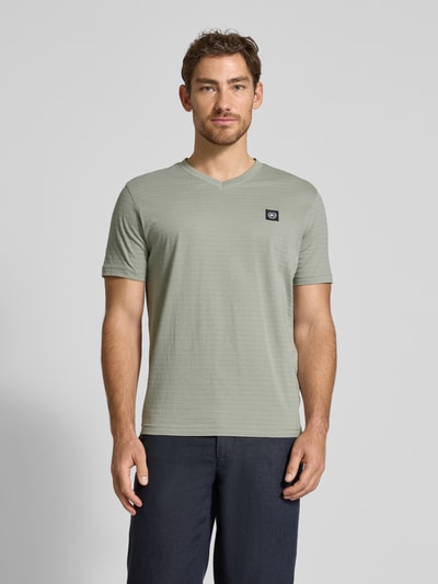 Lerros T-shirt met V-hals Lindegroen - 4