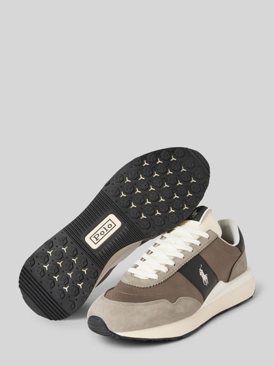 Polo Ralph Lauren Sneakers van leermix met logostitching, model 'Train' Middengrijs - 4