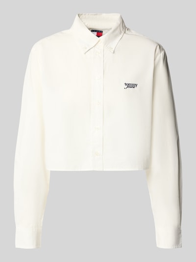 Tommy Jeans Cropped Fit Hemdbluse aus reiner Baumwolle Offwhite 2