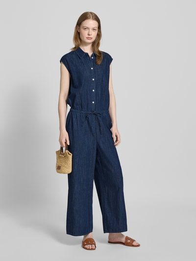OPUS Jumpsuit met kentkraag en knoopsluiting, model 'Monny' Donkerblauw - 1