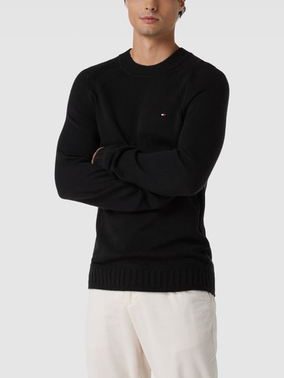 Tommy Hilfiger Strickpullover aus Wolle mit Label-Stitching Black 4