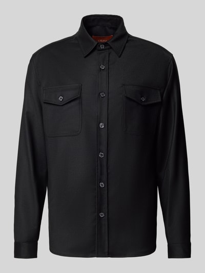CRUNA Regular Fit Overshirt aus Schurwolle mit Pattentaschen Black 2