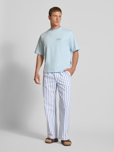 PROHIBITED Wide Leg Stoffhose mit Leinen-Anteil Blau 1