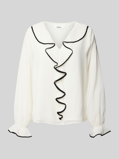 s.Oliver BLACK LABEL Regular fit blouse met volants Offwhite - 2