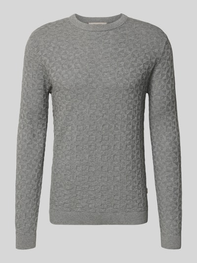 Only & Sons Regular Fit Strickpullover mit Strukturmuster Modell 'KALLE' Hellgrau 2