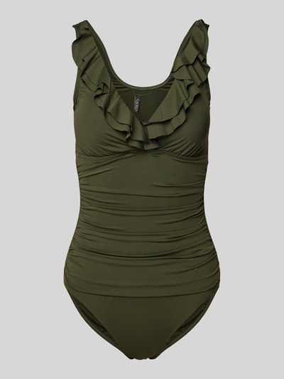 Lauren Ralph Lauren Kostium kąpielowy z falbanami model ‘RUFFLE SURPLICE’ Khaki 1