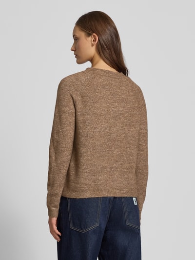 Pieces Regular fit coltrui met raglanmouwen, model 'JULIANA' Middenbruin - 5