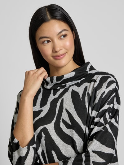 Apricot Relaxed fit gebreide jurk met wijde col Lichtgrijs - 3