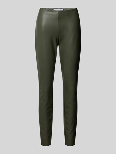 Raffaello Rossi Skinny fit broek in leerlook, model 'RESA' Olijfgroen - 2