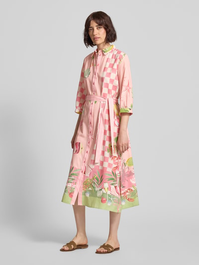 Smith and Soul Hemdblusenkleid mit Bindegürtel und 3/4-Arm Pink 1