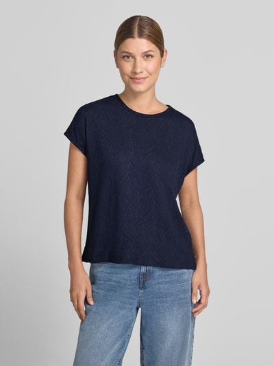 Christian Berg Woman T-Shirt mit Strukturmuster und Rundhalsausschnitt Dunkelblau 4