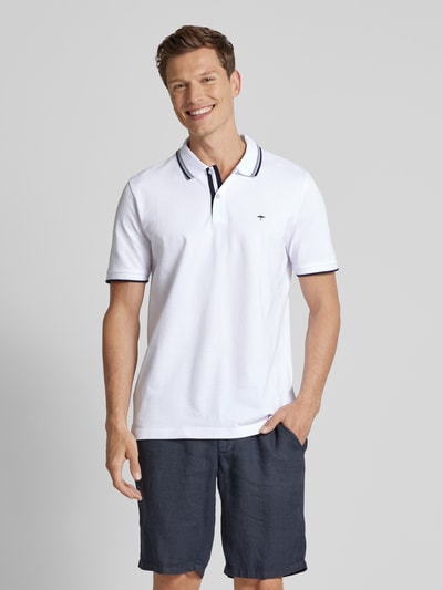 Fynch-Hatton Regular Fit Poloshirt mit Kontraststreifen Weiss 4