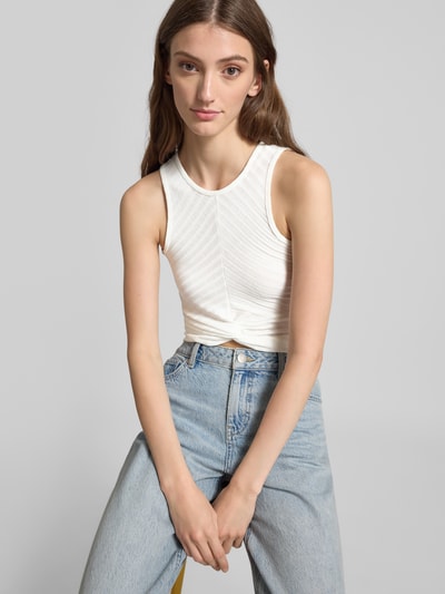 Only Slim fit tanktop met wikkellook, model 'SANDY' Offwhite - 3