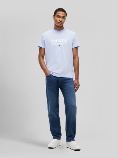 Tommy Jeans relaxed fit T-shirt van puur katoen met labelopschrift Lichtblauw - 1