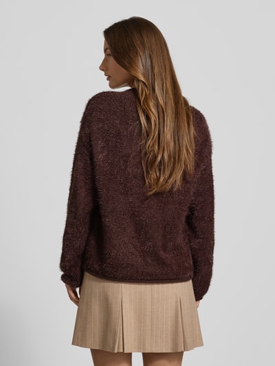 FREE/QUENT Gebreide pullover met ronde hals, model 'Cat' Donkerbruin - 5