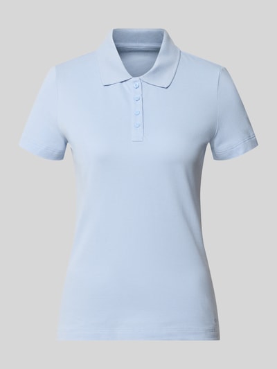 Produktfoto, Regular Fit Poloshirt aus reiner Baumwolle von Tom Tailor in Hellblau, klassische Form, glatte Textur, Damen Poloshirt