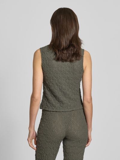 Mango Slim Fit Blusentop in Crinkle-Optik Modell 'VERDI' Khaki 5