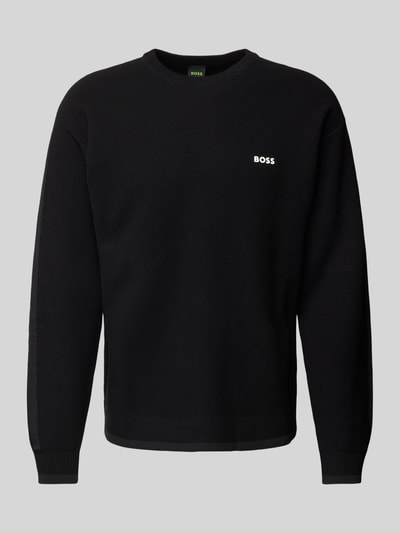 BOSS Green Sweter z fakturowanym wzorem model ‘Rartic’ Czarny 2