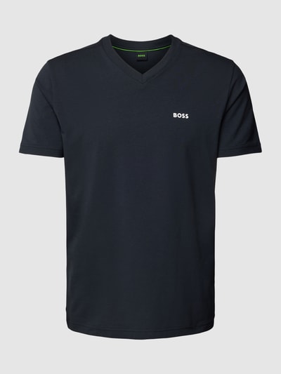 BOSS Green T-shirt z dekoltem w serek Granatowy 2