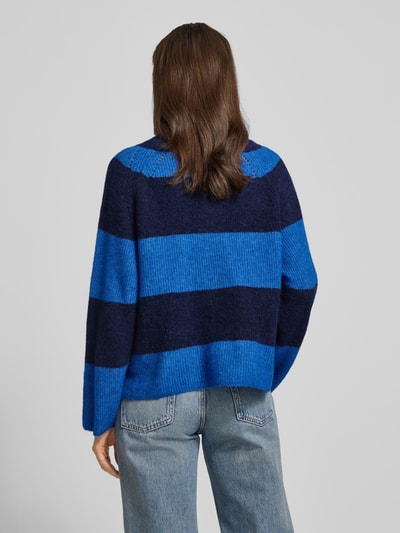 MOS MOSH Sweter z dzianiny z mieszanki wełny ze wzorem w paski model ‘Taci’ Królewski niebieski 5