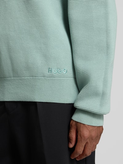 HUGO Loose fit gebreide pullover van puur katoen, model 'SAN CELLY' Mintgroen - 3
