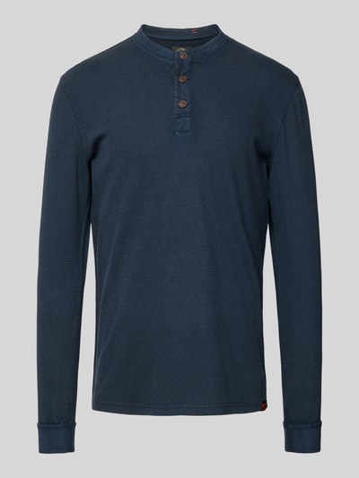 Superdry Shirt met lange mouwen en serafinohals, model 'Grandad' Donkerblauw - 1