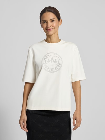 Marc Cain T-shirt met katoen en strass-steentjes Offwhite - 4