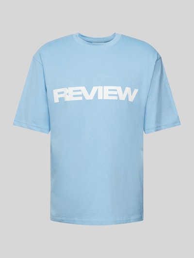 REVIEW T-shirt met labelprint Rookblauw - 2