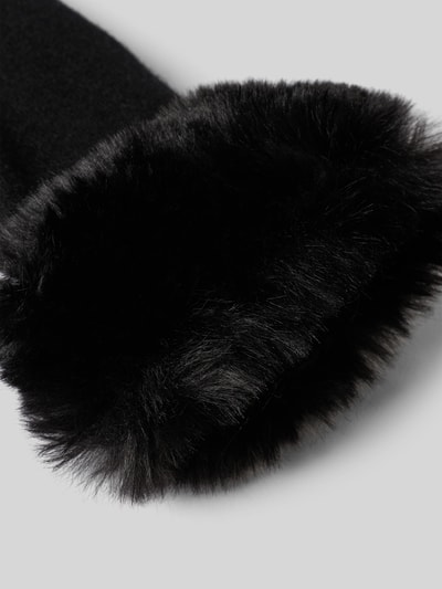 EEM Slim Fit Handschuhe aus Woll-Mix mit Kunstfellbesatz Black 2