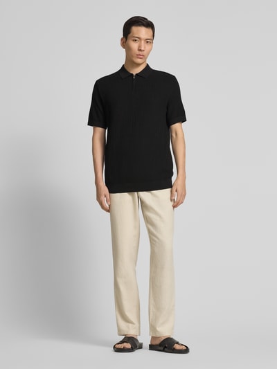 SELECTED HOMME Poloshirt mit kurzem Reißverschluss Black 1