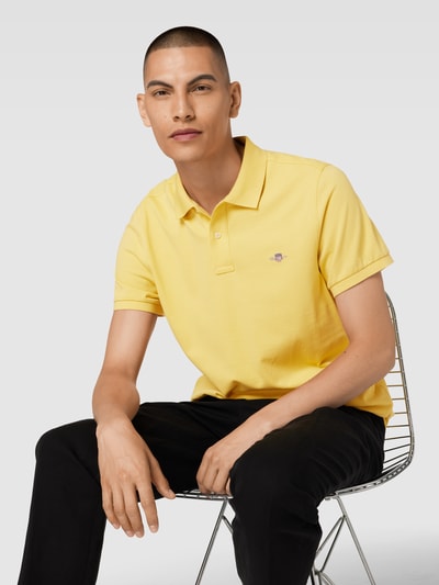 Gant Poloshirt met zijsplitten, model 'SHIELD' Geel - 3