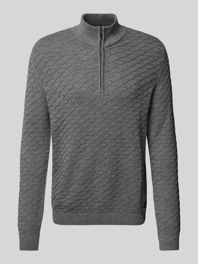 s.Oliver RED LABEL Regular Fit Pullover aus reiner Baumwolle mit Strukturmuster Mittelgrau 2