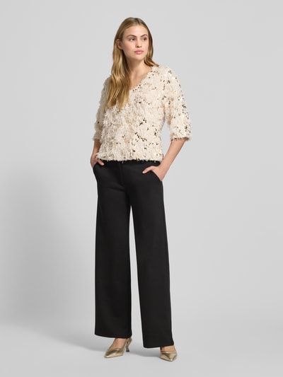 FREE/QUENT Broek met wijde pijpen en knoopsluiting, model 'Nanni' Zwart - 1