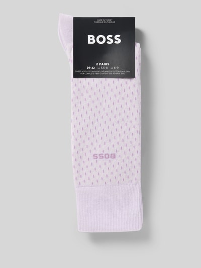 Produktfoto, Socken mit Label-Detail im 2er-Pack von BOSS, Herrenmodell, Baumwoll-Mix, dezentes Muster, elastische Rippenbündchen.