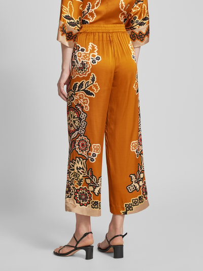 Marc Cain Wide Leg Stoffhose mit floralem Print Cognac 5