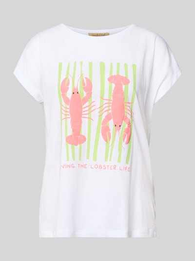 Produktfoto, Oversized T-Shirt mit Motiv-Print von Smith and Soul in Weiß mit Pastellfarben, Rundhalsausschnitt, Print mit Hummer und Statement aus Baumwoll-Modal-Mix