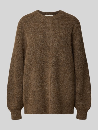 Productfoto, bruine pullover van wolmix met grof gebreide structuur Relaxed Fit Pullover aus Woll-Mix model 'LULU' van Selected, Dames Pullover