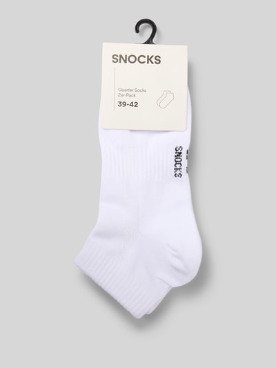 Snocks Kousenvoetjes met elastische ribboordjes in een set van 2 paar Wit - 3