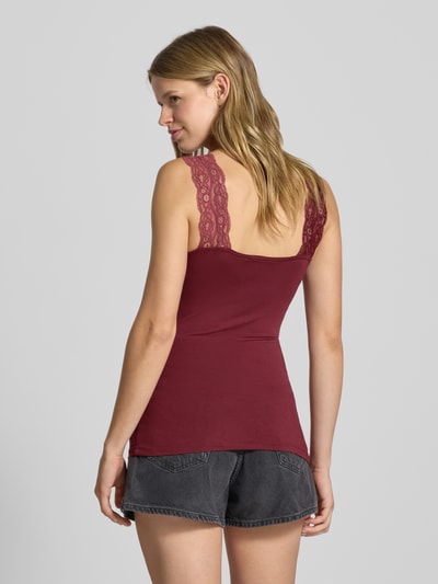 Pieces Slim Fit Tank Top aus Viskose-Mix Modell 'BARBERA' Dunkelrot 5