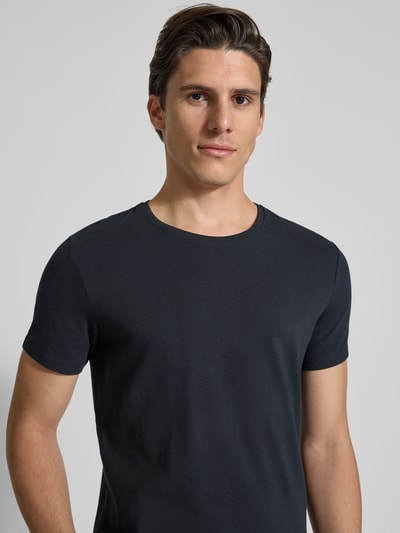 Casual Friday T-shirt met geribde ronde hals Marineblauw - 3