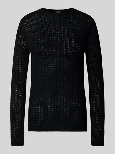 Produktfoto, zwarte Regular Fit Pullover uit pure wol model 'Kava' van JOOP! voor Dames, fijne structuur, effen kleur.