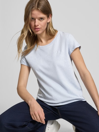 Pepe Jeans T-shirt met geribde ronde hals, model 'MEGAN' Lichtblauw - 3